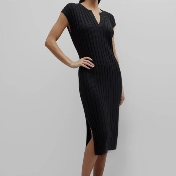 #098 Sz XS Maxi Dress - Freshman1996  Black Ribbed Knit - Picture 2 of 14